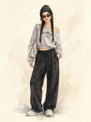 Watercolor Street Fashion Portrait AI image template preview