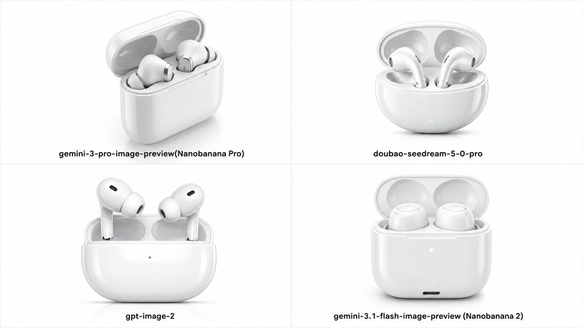 AI Earbuds Render Comparison Grid