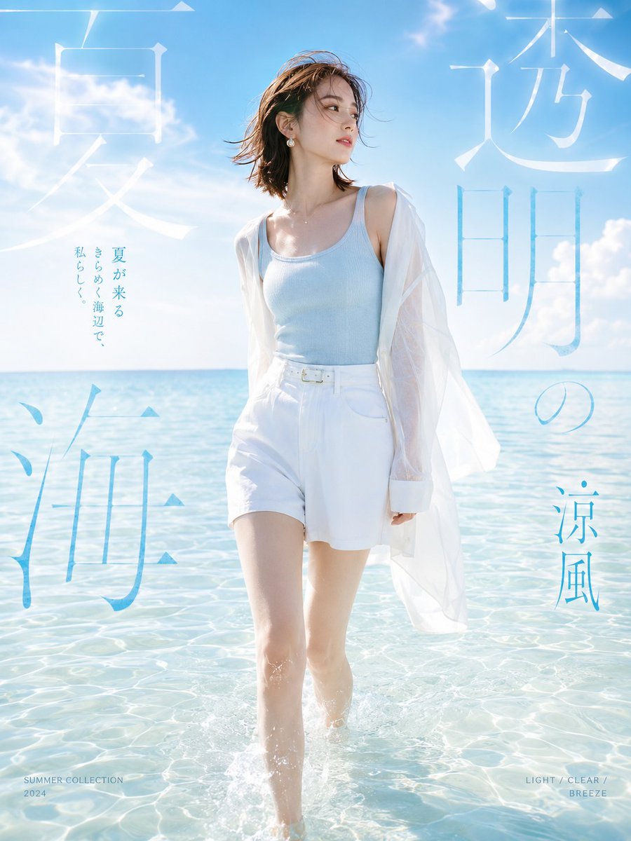 Japanese Summer Seaside Fashion Poster