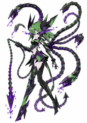 Crystal Serpent Girl Character Design — Create a full-body anime character design on a clean white background: a dark fantasy snake-girl war…