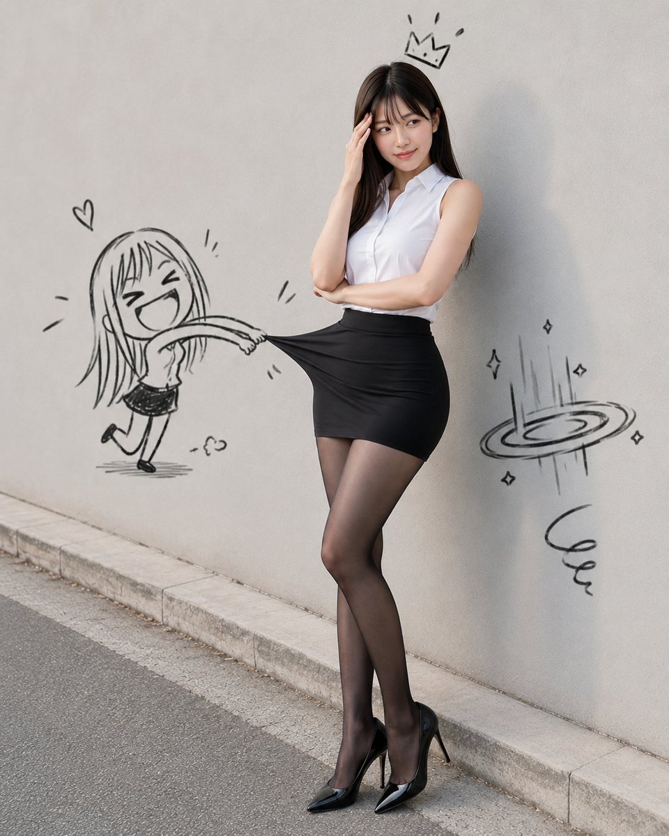 Woman with Interactive Graffiti Doodles