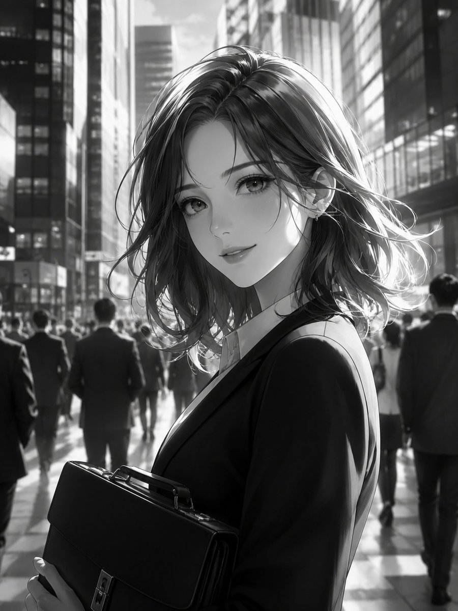 Monochrome Businesswoman City Portrait