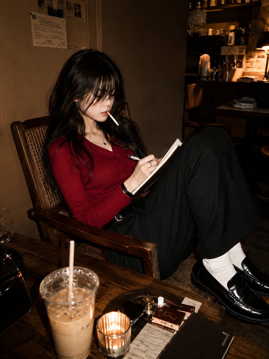 Japanese Woman Luxury Café Editorial