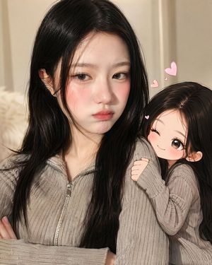Real-Life and Anime Duo Portrait AI image template preview