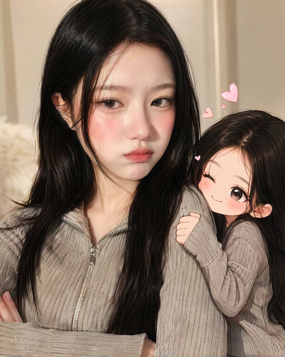 Real-Life and Anime Duo Portrait