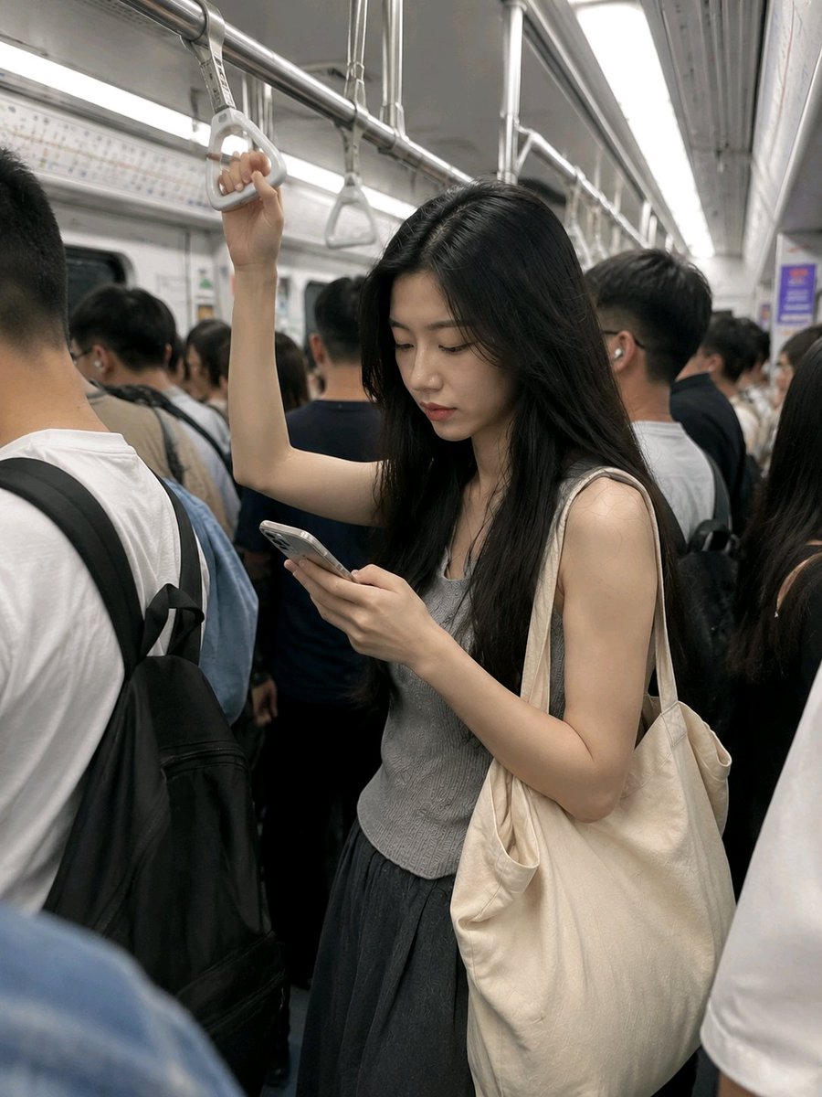 Realistic Subway Rush Hour Portrait