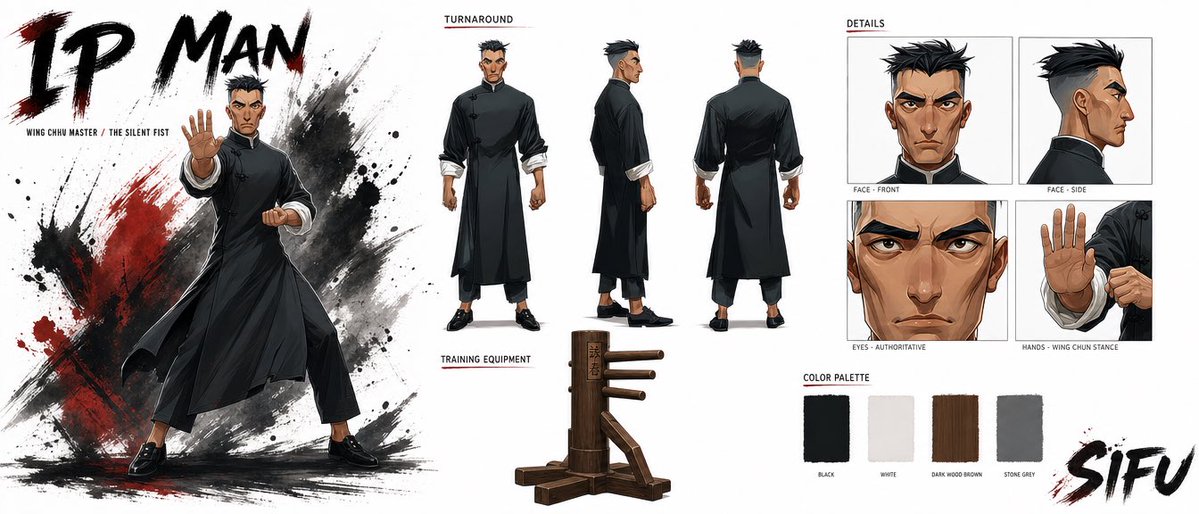 Cinematic Character Bible for Wing Chun Master