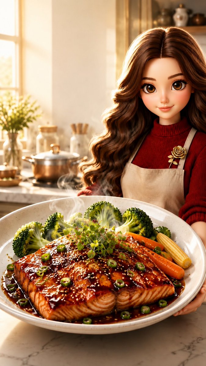 Pixar-Style Salmon Dinner Ad