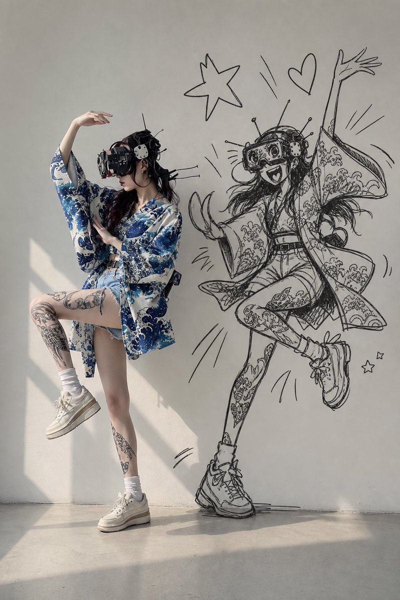 VR Kimono Fashion With Manga Wall Art