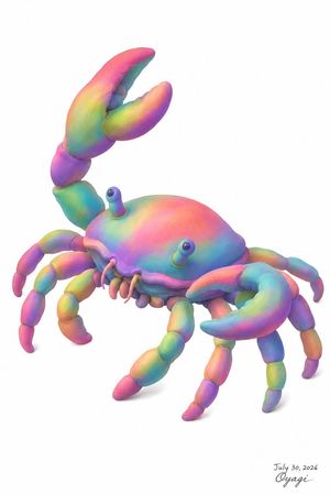 Pastel Rainbow Crab AI image template preview