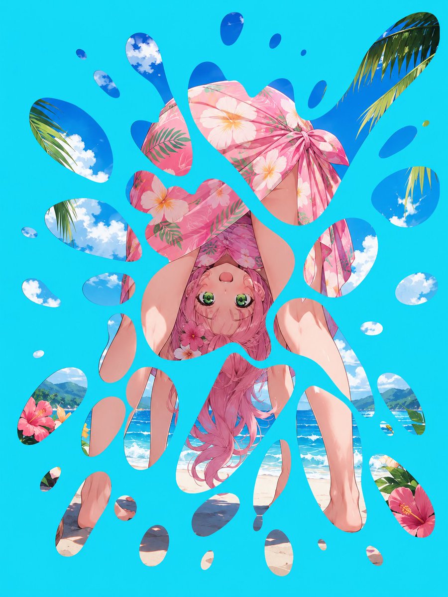 Upside-Down Anime Beach Trick Art