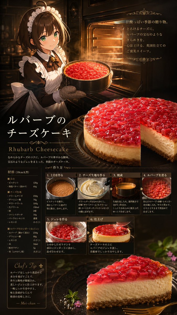 Infographic / Edu Visual - Anime Rhubarb Cheesecake Recipe Poster - Image 2
