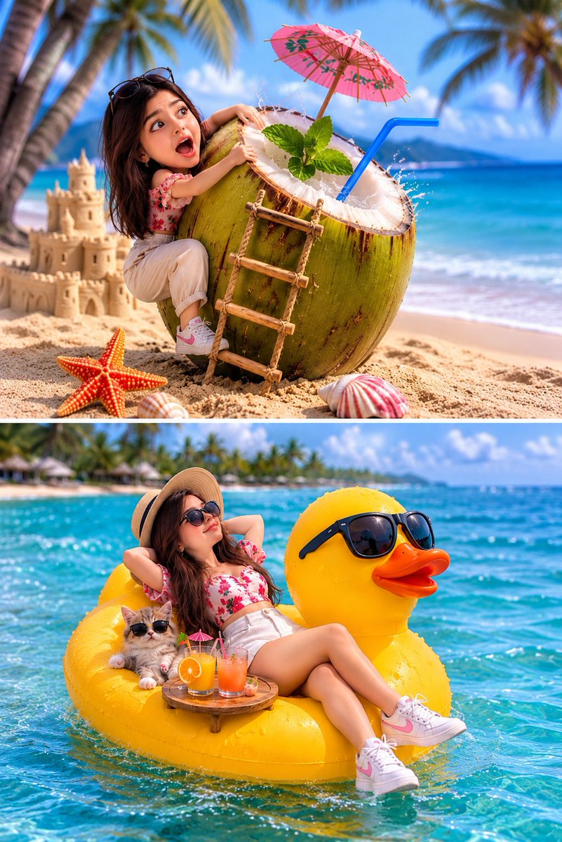 Whimsical Tropical Split-Screen Vacation