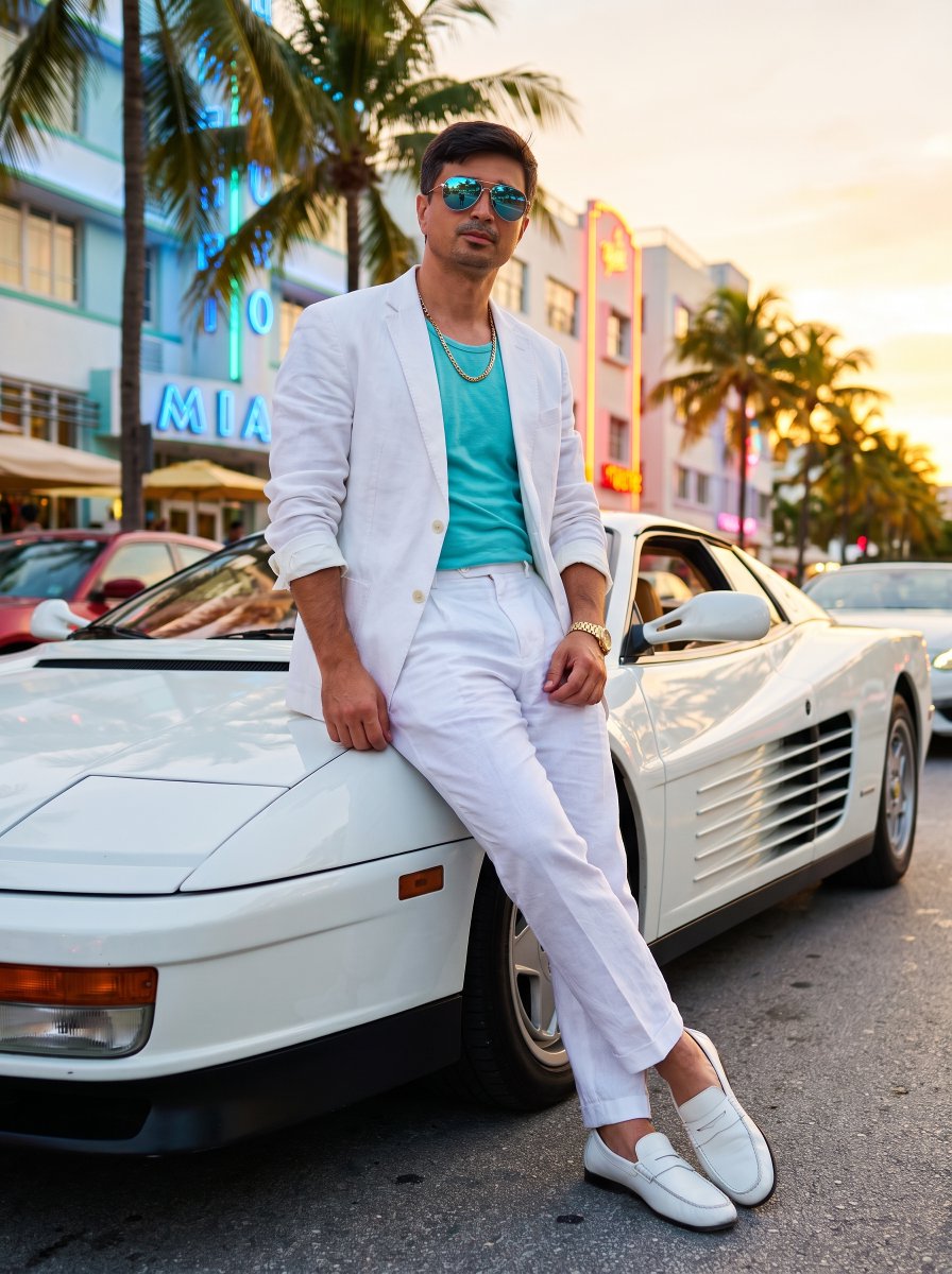 Product Marketing - 80s Retro Miami Ferrari Portrait - Image 2