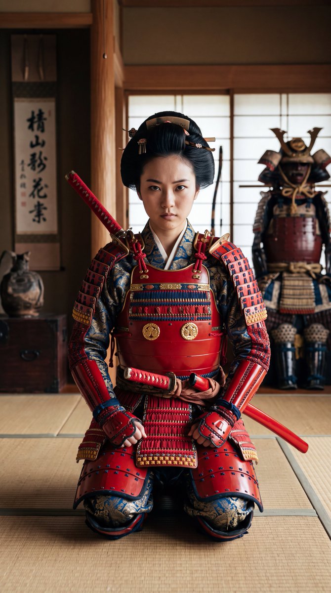 Game Asset - Japanese Samurai Woman in Red Armor - Image 2