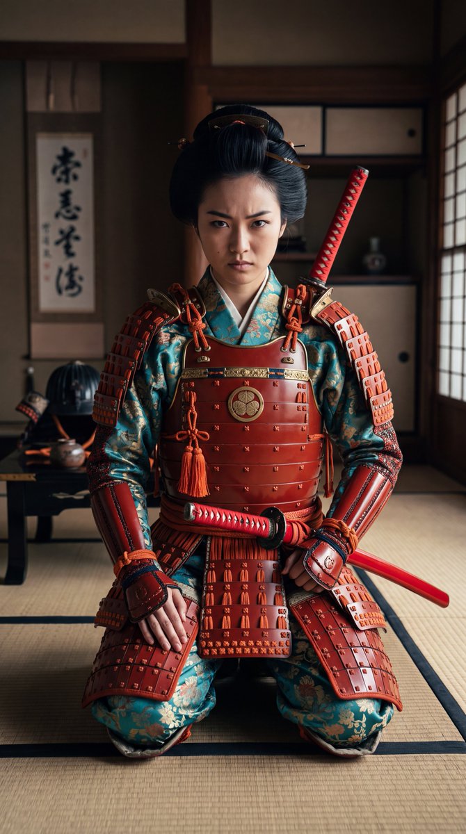 Game Asset - Japanese Samurai Woman in Red Armor - Image 4