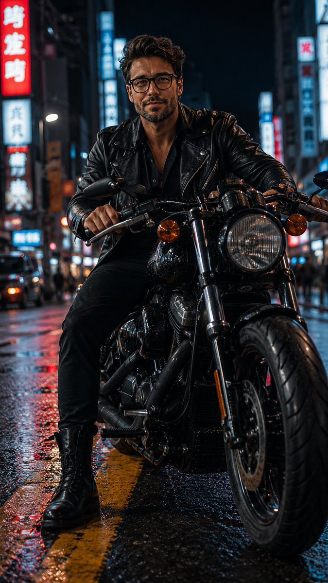 Biker in Tokyo Nightscape