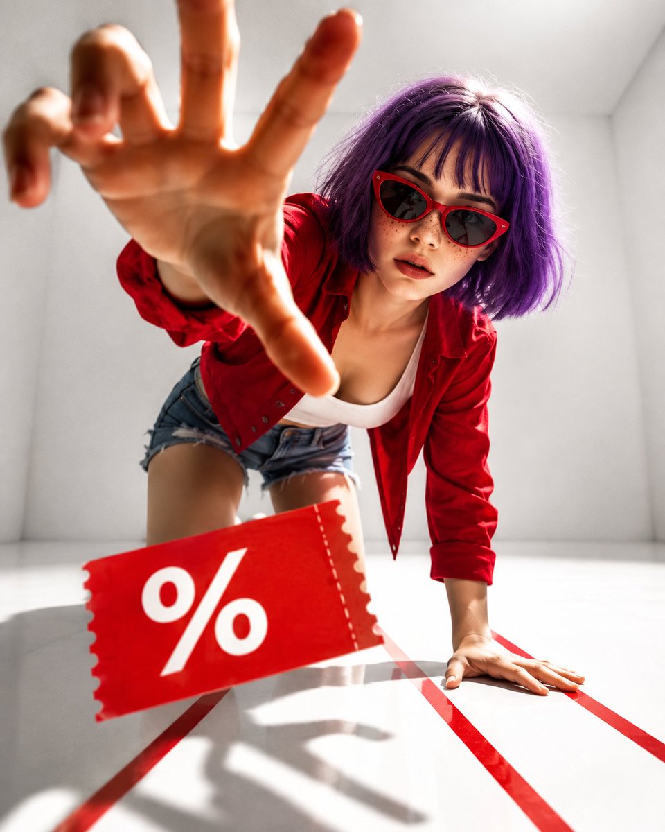 Ultra-Realistic Fashion Portrait with Extreme Perspective