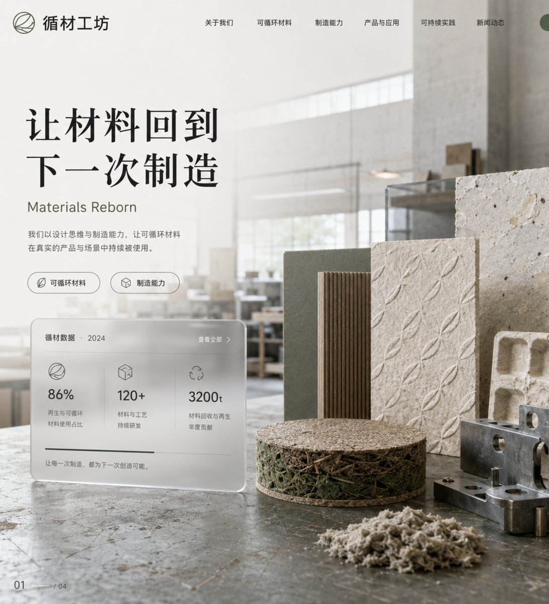 Eco-Material Workshop Website Hero
