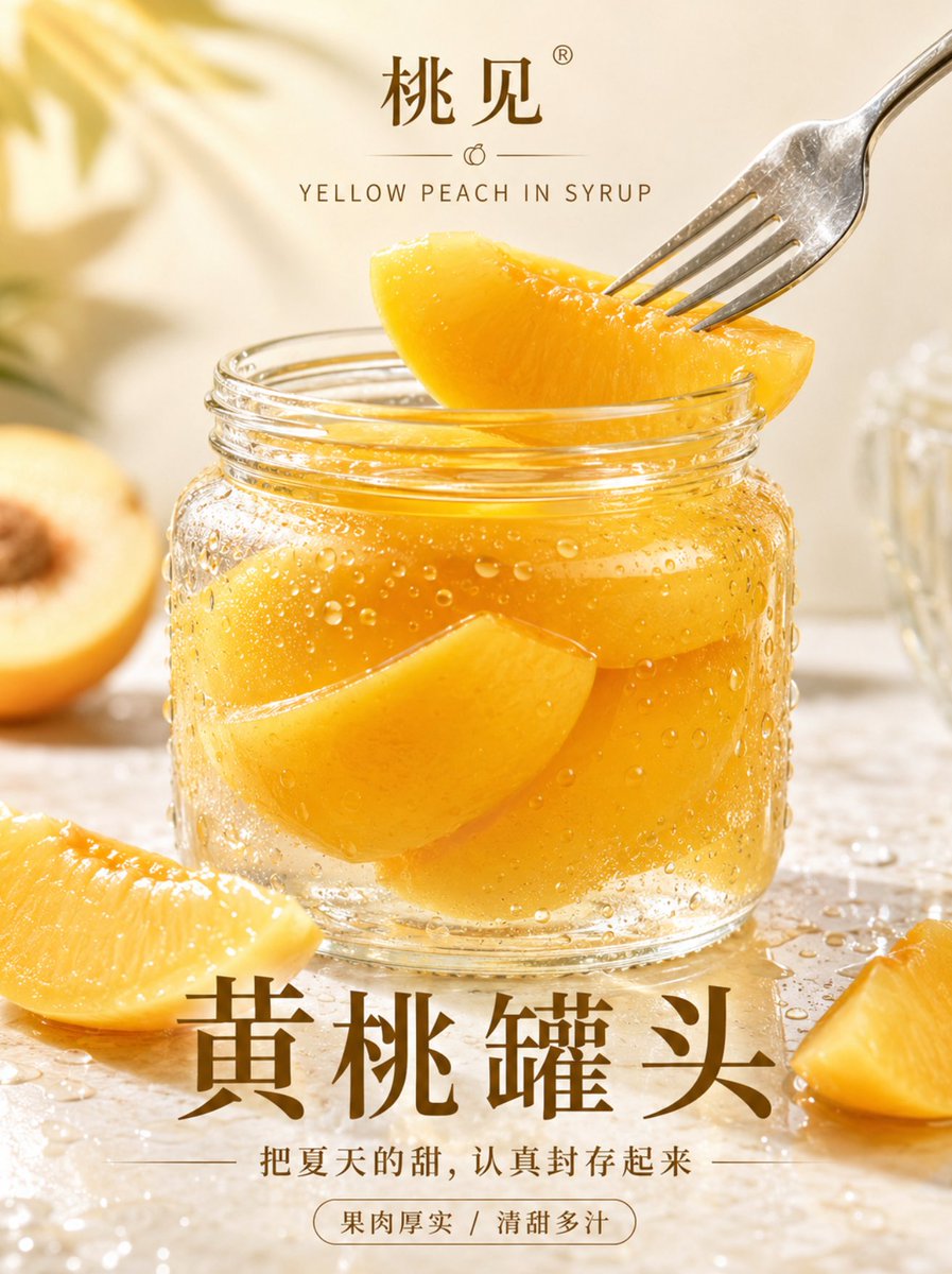 Premium Canned Peach Poster Design