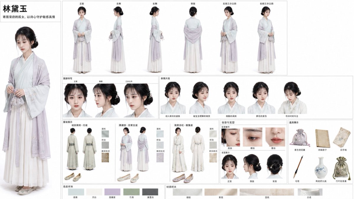 Comic / Storyboard - Lin Daiyu Character Concept Design Board - Image 1