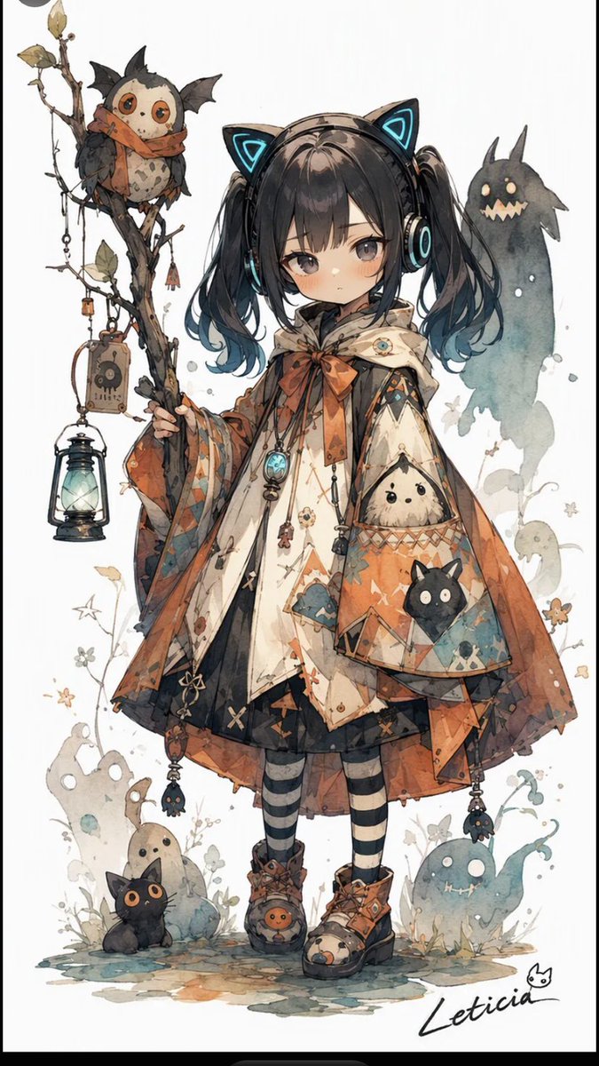Whimsical Cat-Ear Fantasy Girl