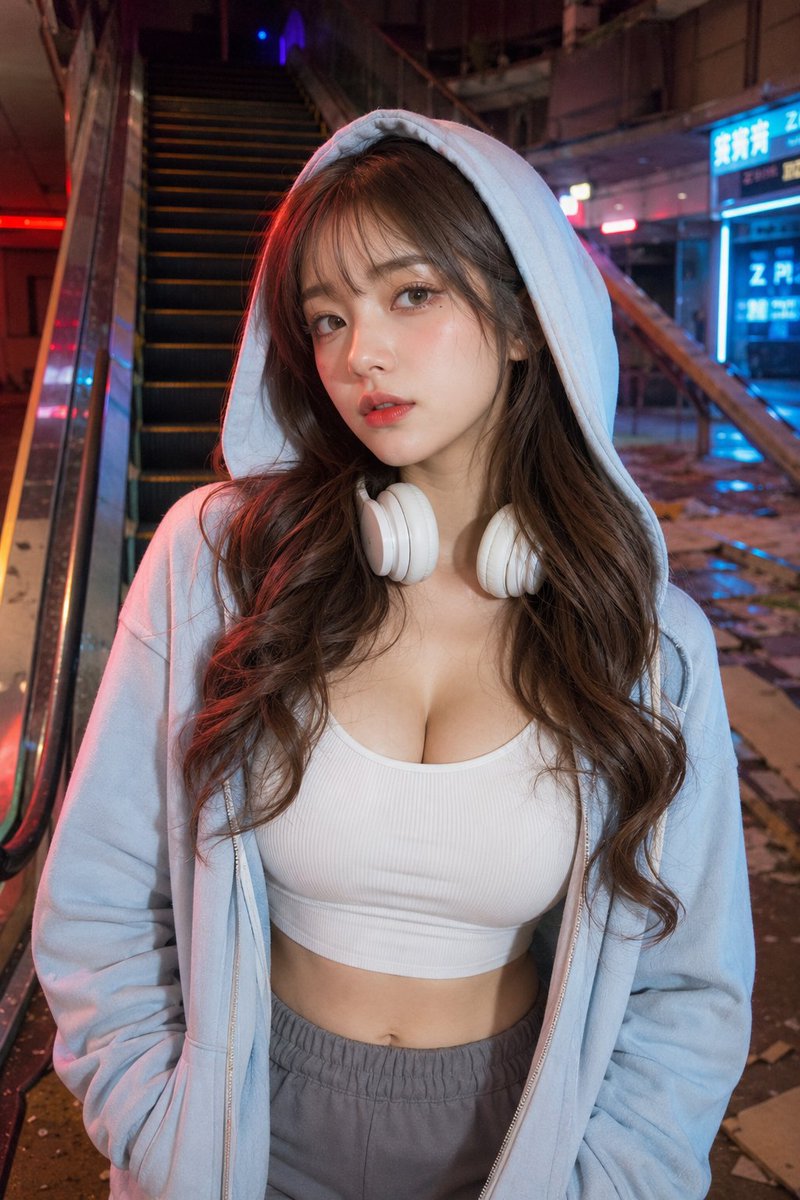 Neon Hooded Street Portrait