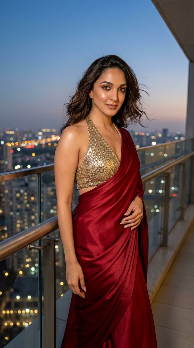 Social Media Post - Red and Gold Saree Portrait - Image 1