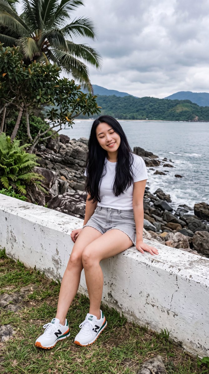 Social Media Post - East Asian Woman on Seawall - Image 3