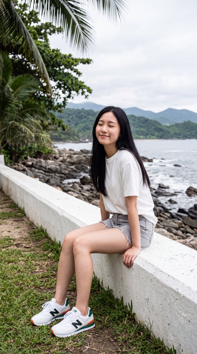 Social Media Post - East Asian Woman on Seawall - Image 2