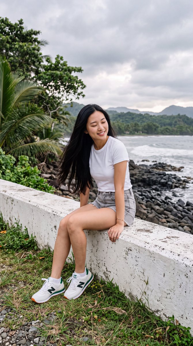 Social Media Post - East Asian Woman on Seawall - Image 4