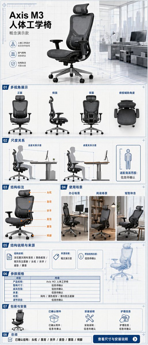 Infographic / Edu Visual - Ergonomic Office Chair E-commerce Mobile Detail Page - Image 1