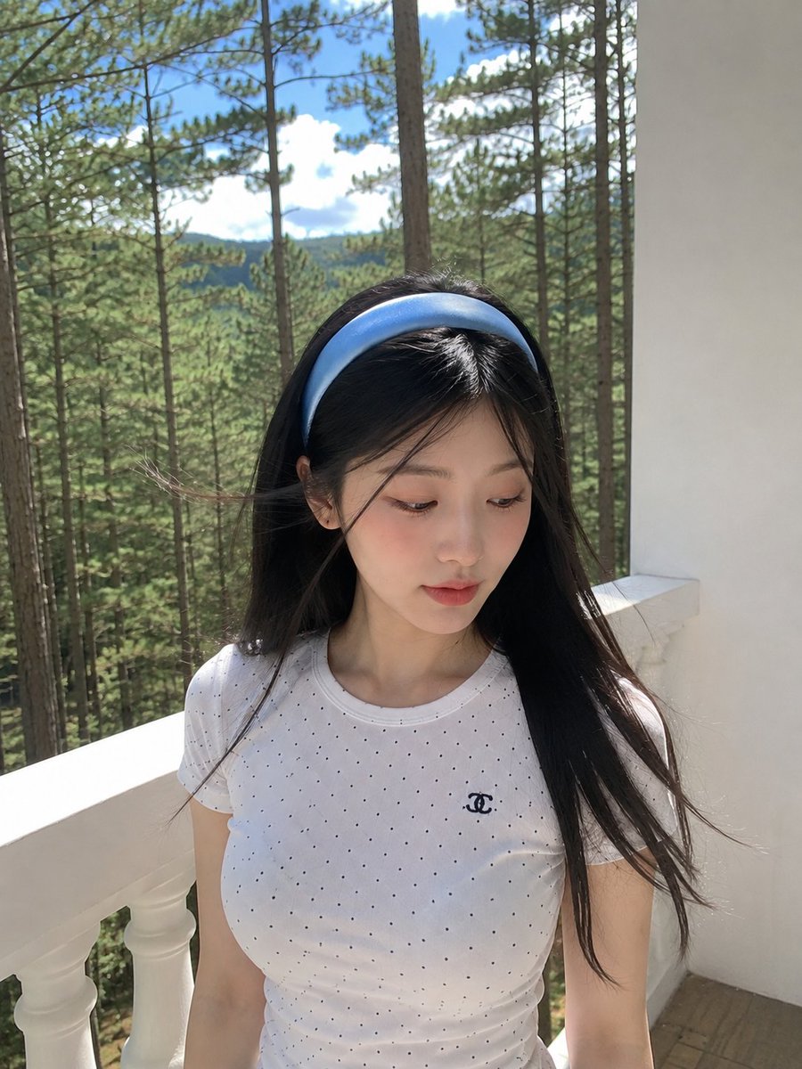 Dreamy Japanese Woman Pine Forest Portrait