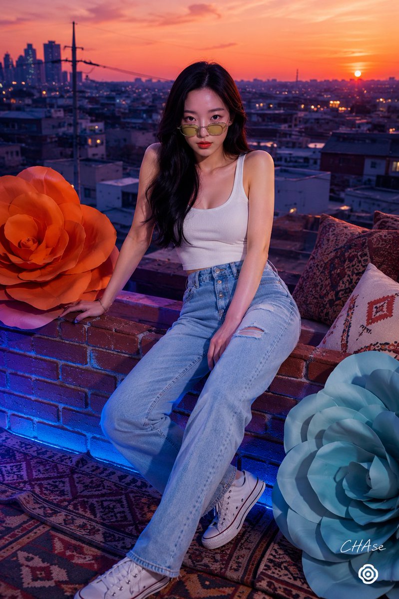 Retro City Pop Rooftop Portrait