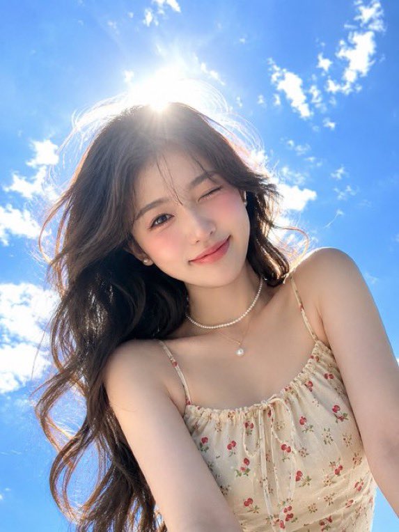 Hyper-Realistic Winking Girl Summer Portrait