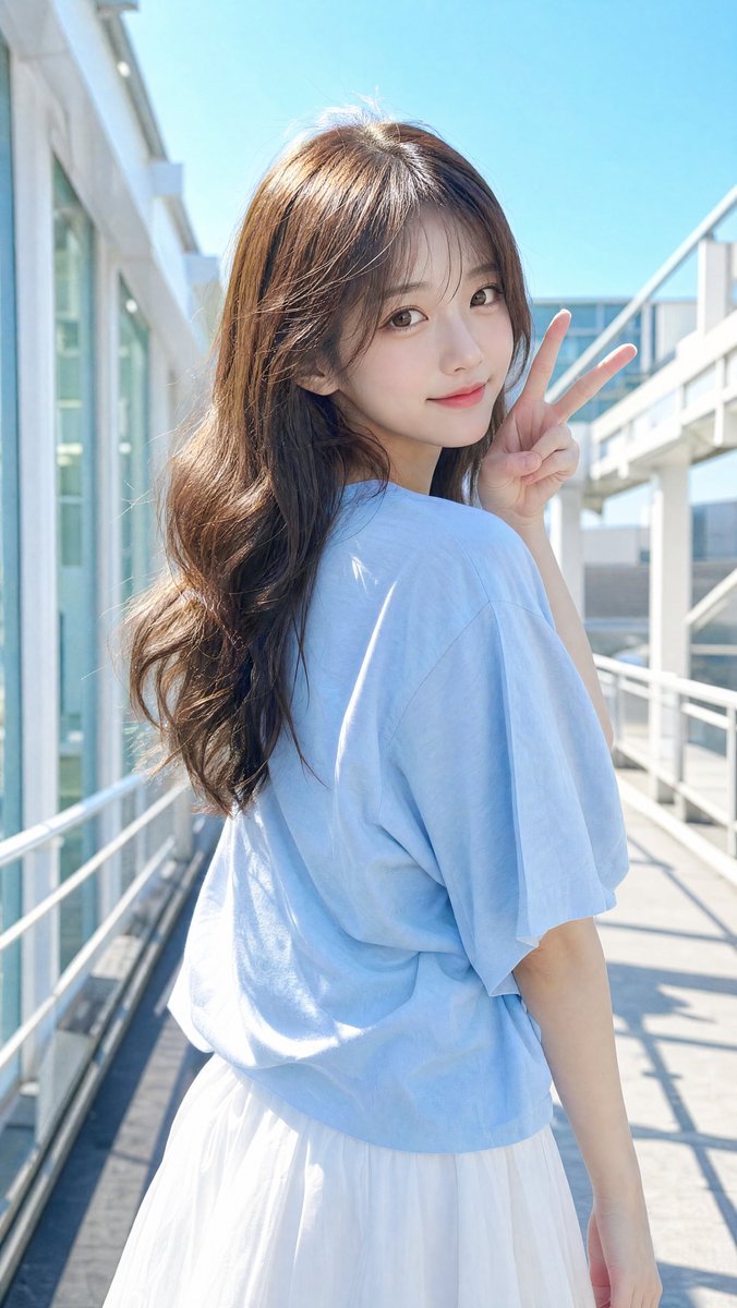 East Asian Woman Making Peace Sign