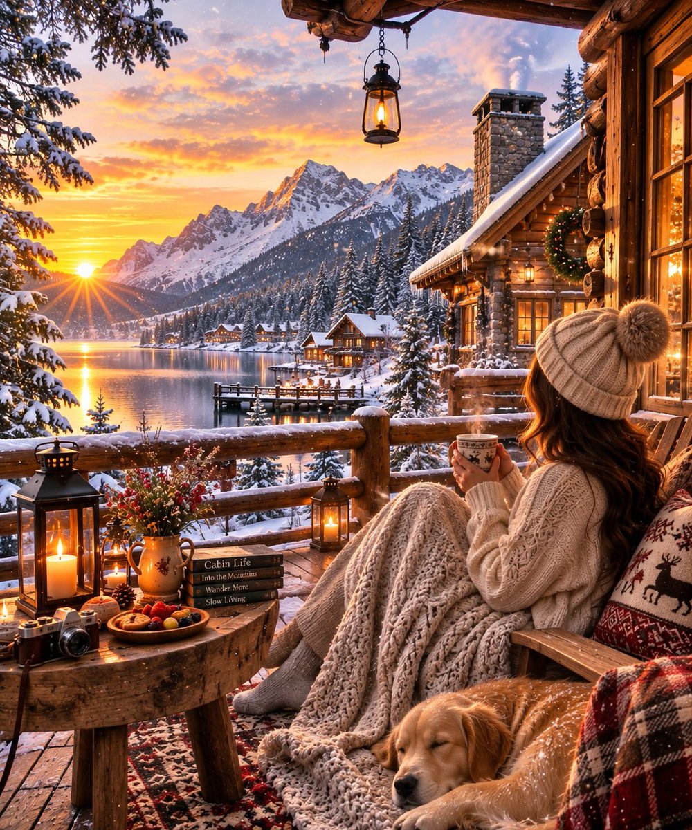 Hygge Winter Cabin Morning