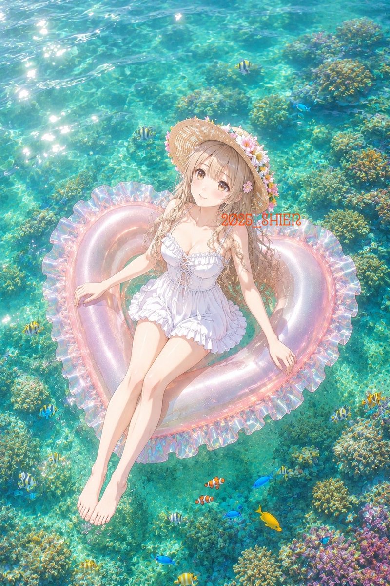 Anime Girl on Heart Float