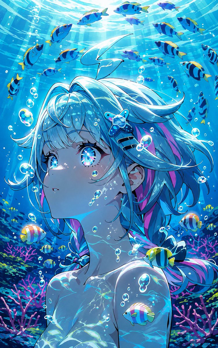 Underwater Anime Mermaid Portrait