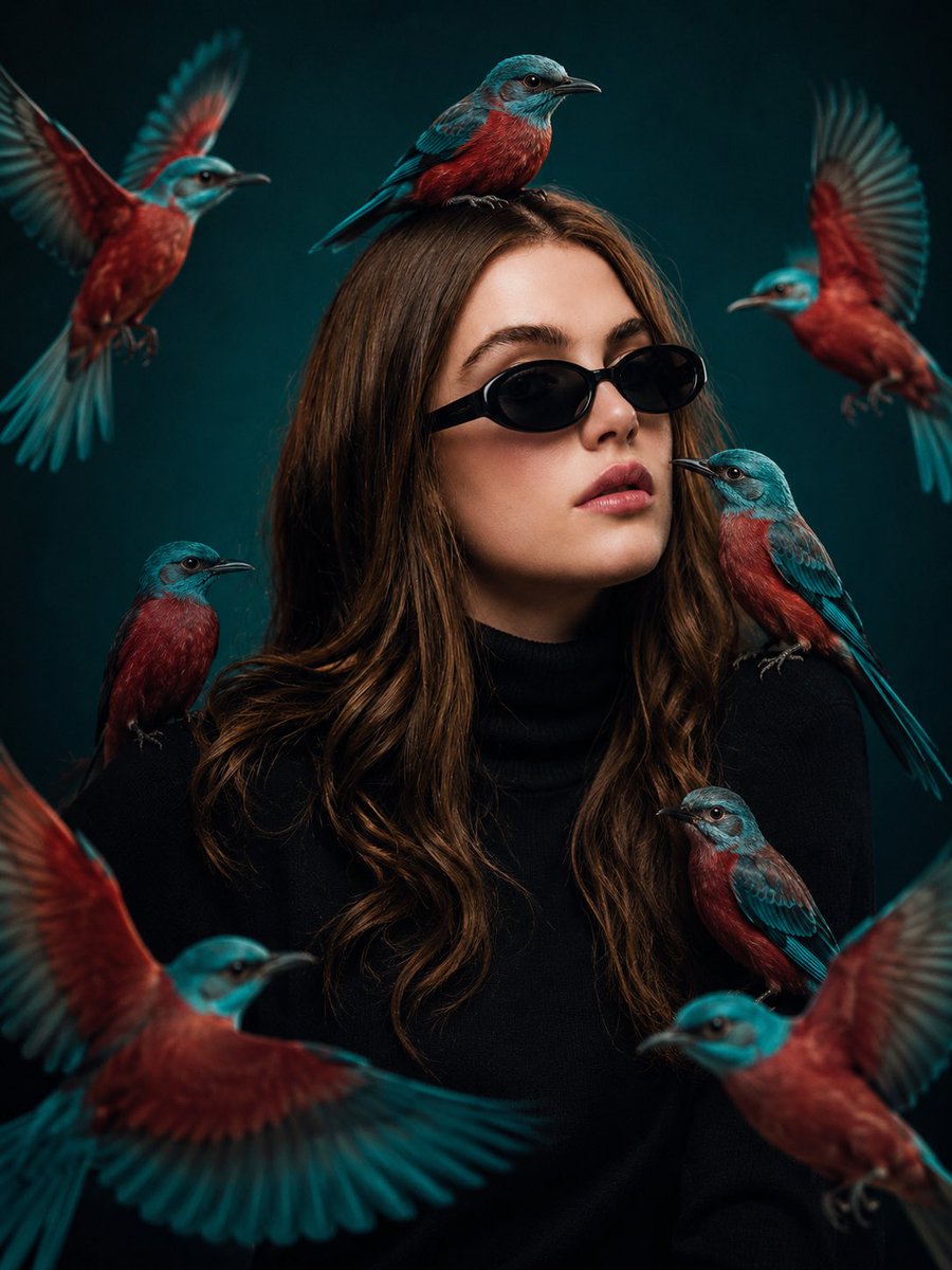 Turquoise Bird Fashion Portrait
