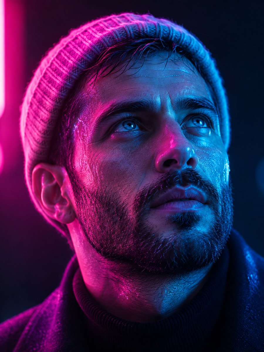 Cyberpunk Neon Split Lighting Portrait