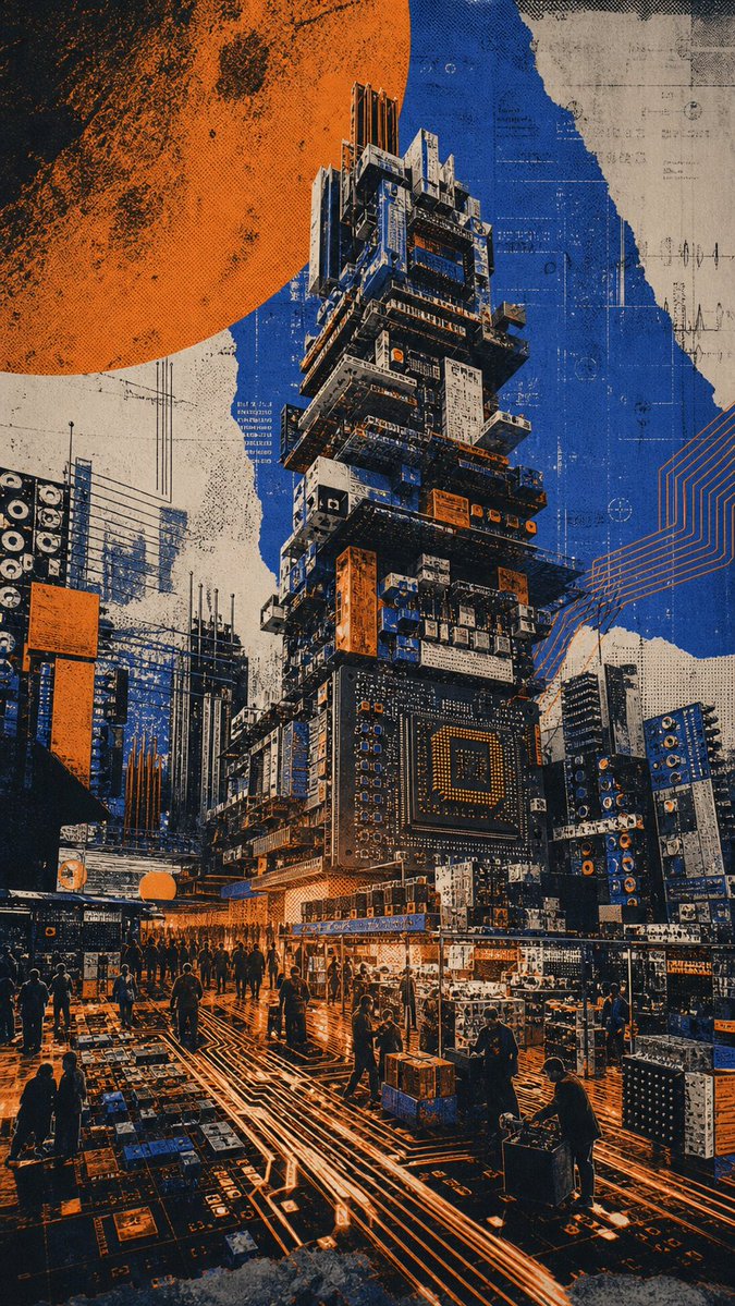 Circuit Board City Landmark Poster