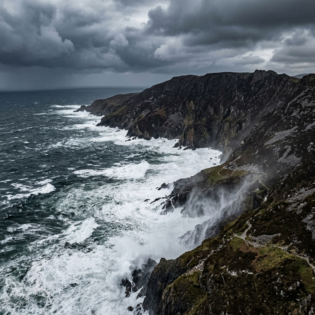 Stormy Coastal Cliff Landscape
