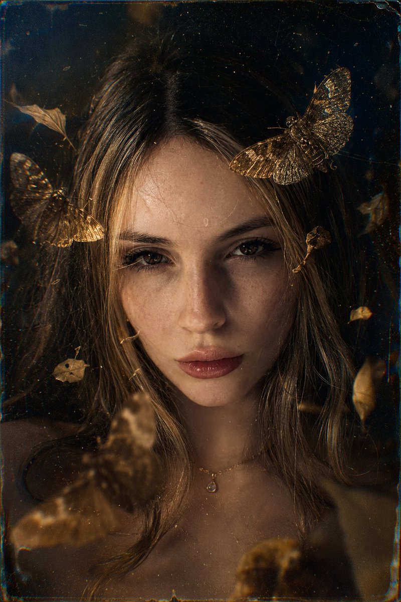 Aged Celluloid Film Moths Portrait