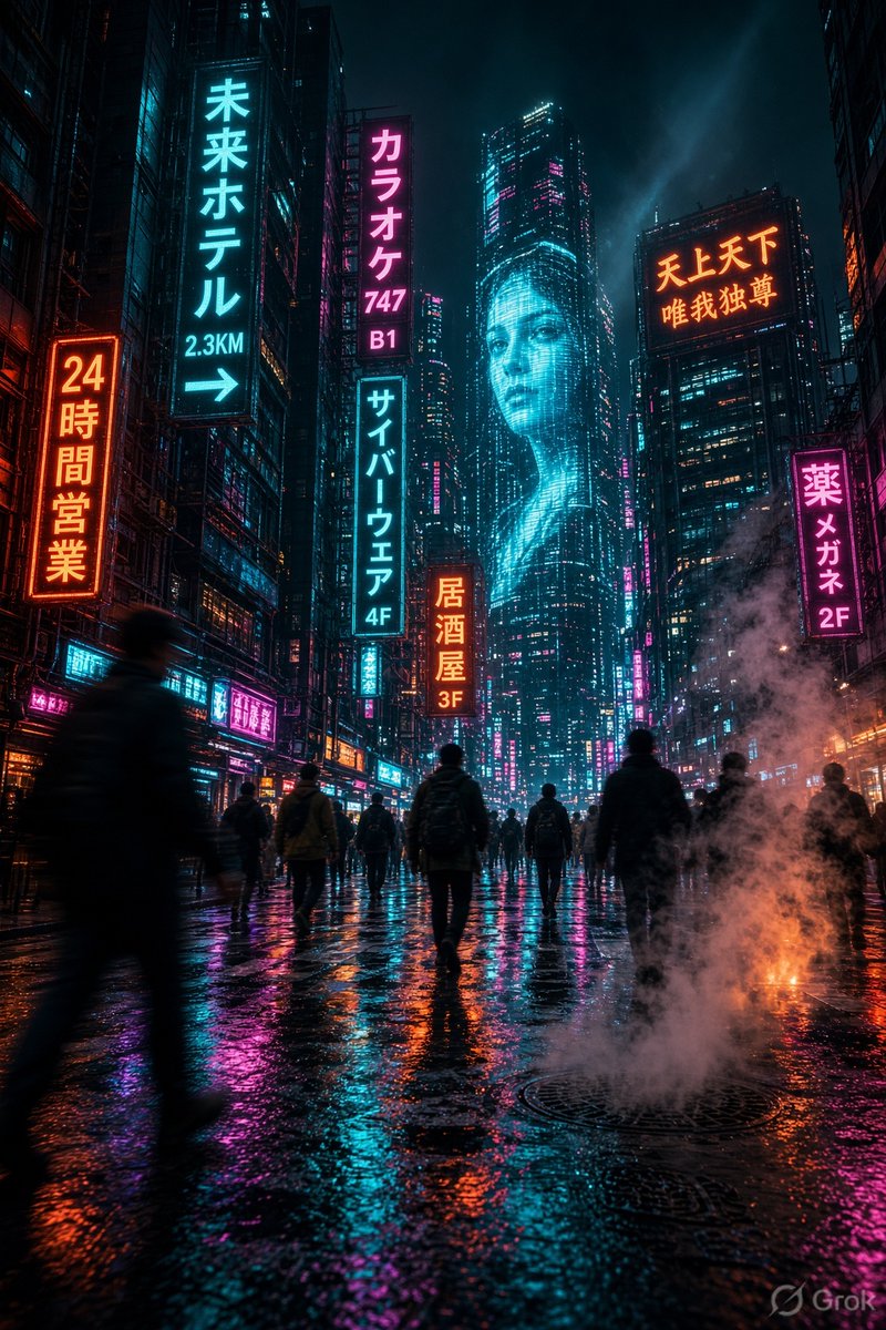 Cyberpunk Neon City Street