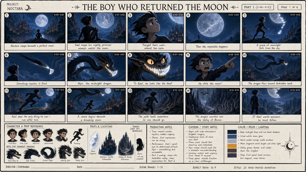 Dark Fantasy Animation Storyboard Sheet