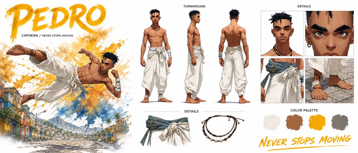 Character sheet prompt:

“Create a premium cinemat