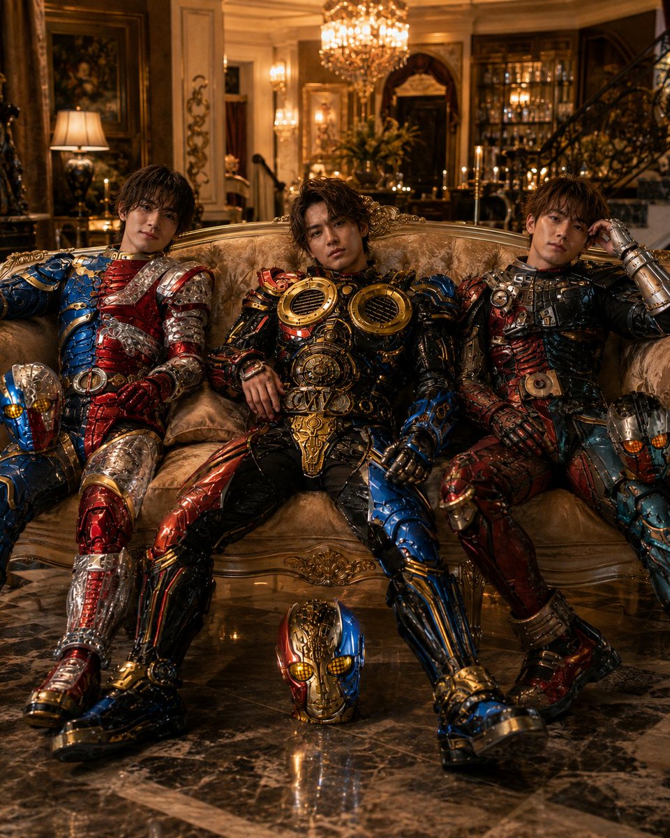 Armored Tokusatsu Cosplayers Resting