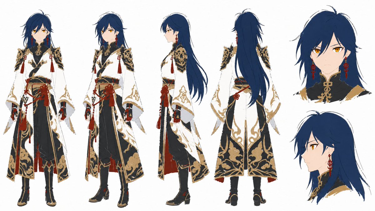 Ornate Anime Character Turnaround Sheet