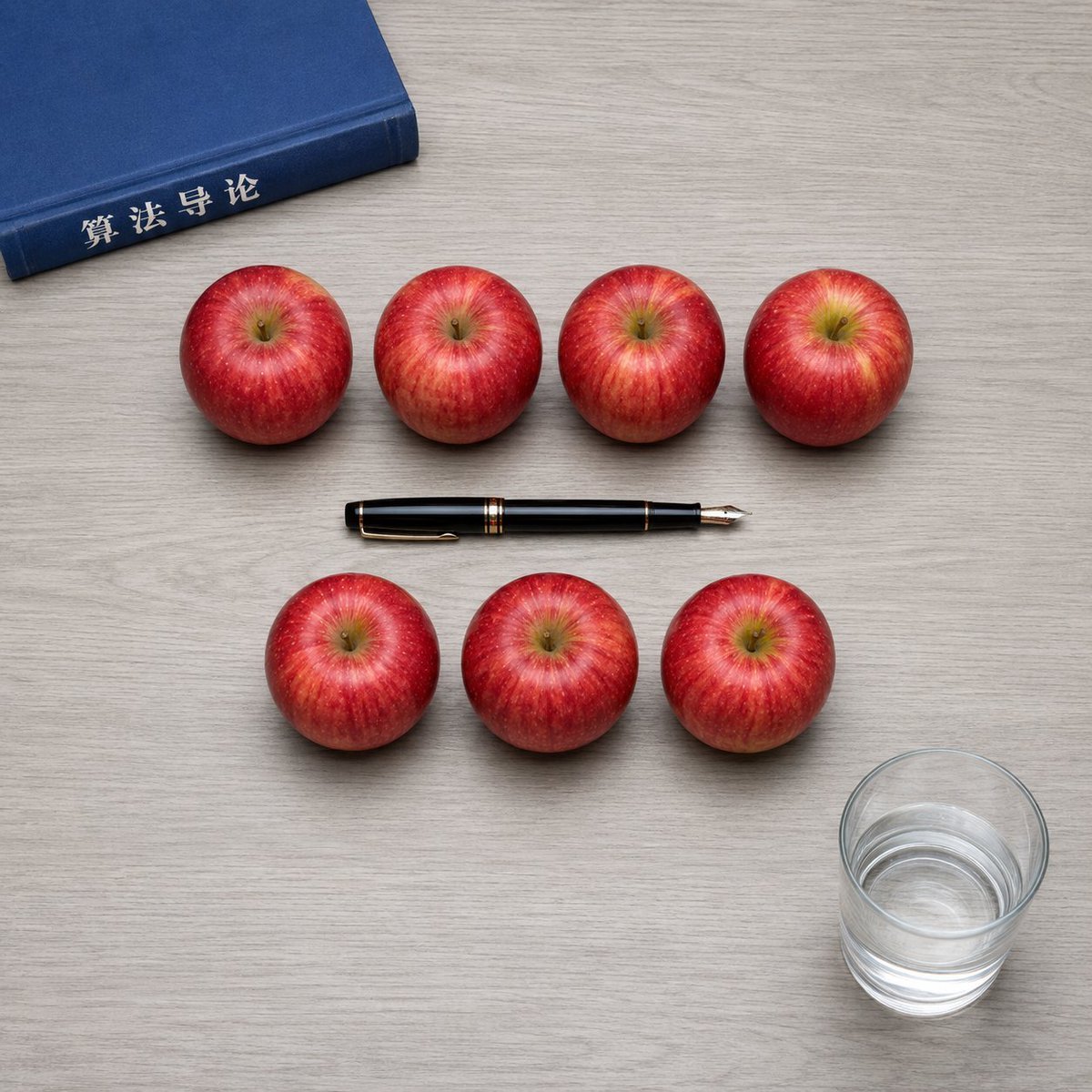 Top-Down Apple Counting Desk Scene